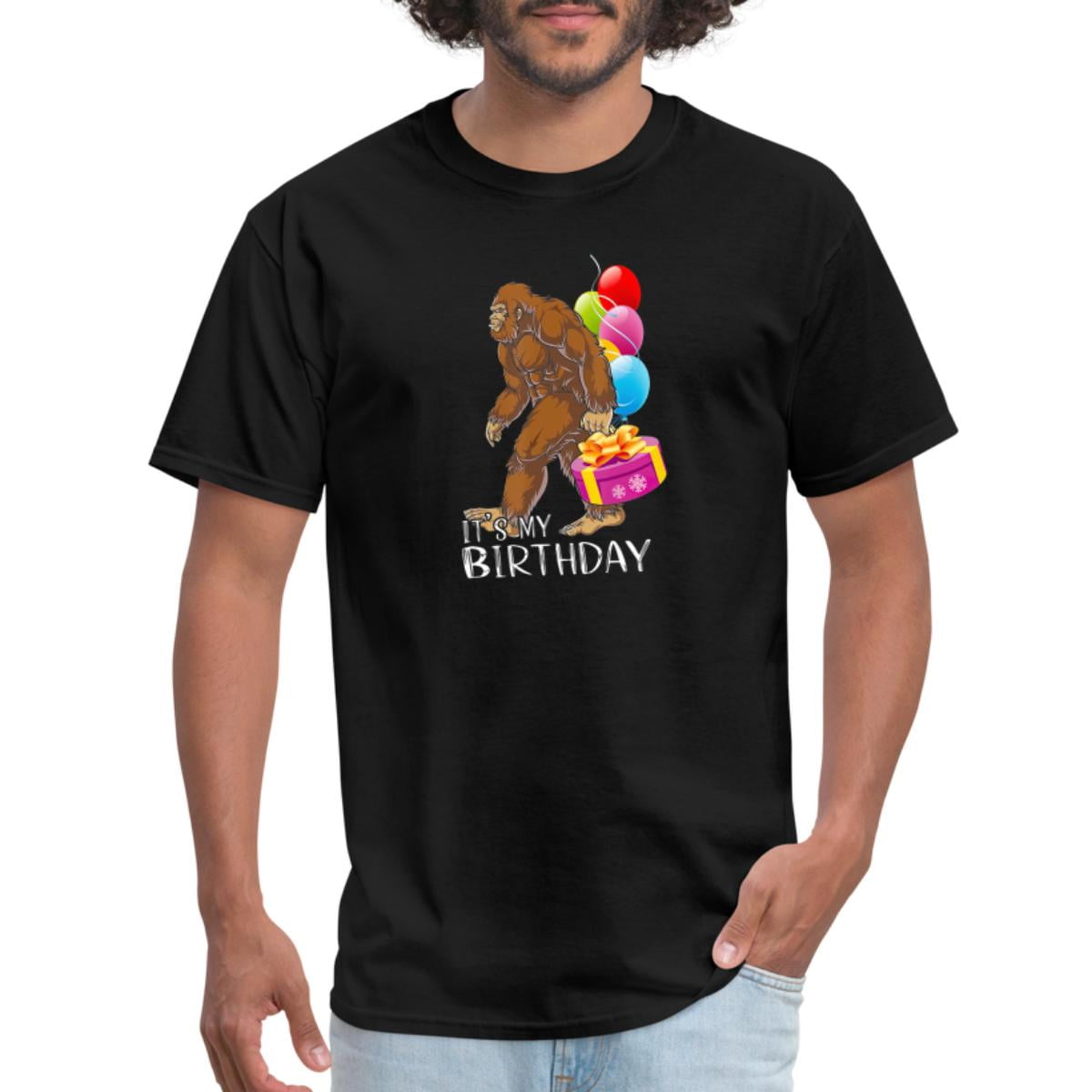 Bigfoot Happy Birthday To Me Gift Cake Balloons Unisex Men's Classic T ...