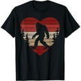 thumbnail image 1 of Bigfoot Heart Valentine's Day Boys Girls Kids Love Sasquatch T-ShirtMen's and women's gift, black and white T-shirt, size: Extra large S-4XL, 1 of 4