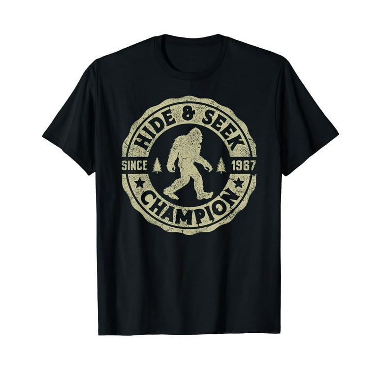 Bigfoot Vintage Retro Classic Funny Hide And Seek Champion T-Shirt Bigfoot Vintage Retro Classic Funny Hide And Seek Champion T-Shirt