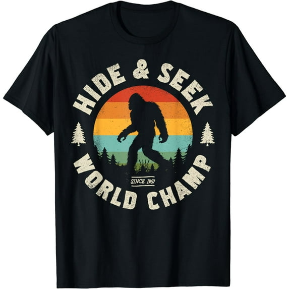 Bigfoot Hide And Seek World Champion Sasquatch Retro Vintage T-Shirt