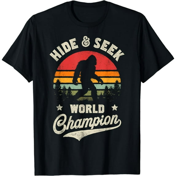 Bigfoot Hide And Seek World Champion Sasquatch Retro Vintage T-Shirt