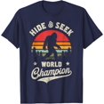 thumbnail image 1 of Bigfoot Hide And Seek World Champion Sasquatch Retro Vintage Unisex T-Shirt for Men Women Kids Toddler,Navy Color,Size YM, 1 of 5