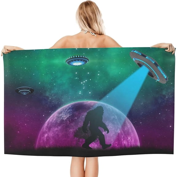 Bigfoot Hide and Seek Beach Towels for Bathroom Lightweight Soft Bath Towel Large Quick Dry Beach Towel Thin Beach Bath Blanket for Women Men Vacation Gift Travel Swimming Camping