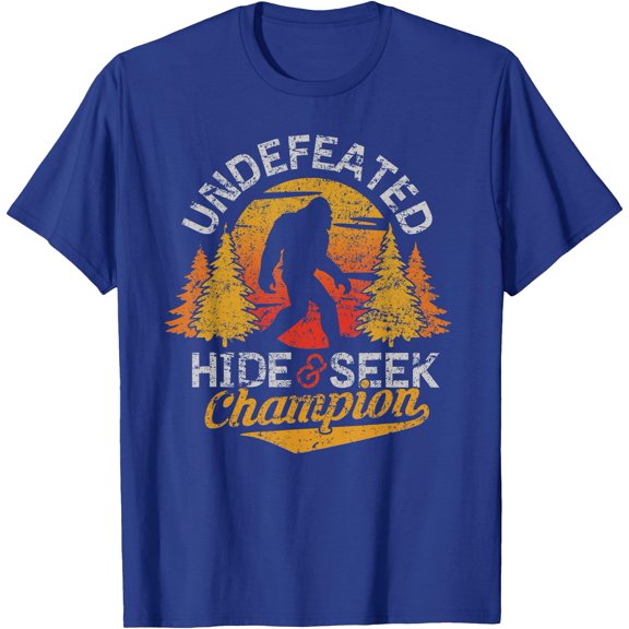 Bigfoot Hide and Seek Champion Sasquatch Unisex T-Shirt for Men Women Kids Toddler,Royal Blue Color,Size 3XL