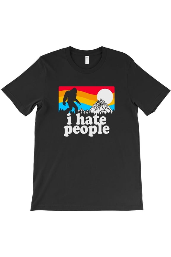 Bigfoot I Hate People Funny Sarcastic Sasquatch Cryptid Graphic H29582 Unisex T-Shirt, Up to 5XL Available