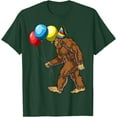 thumbnail image 1 of Bigfoot It's My Birthday Party Hat Balloons Sasquatch Unisex T-Shirt for Men Women Kids Toddler,Forest Green Color,Size M, 1 of 5