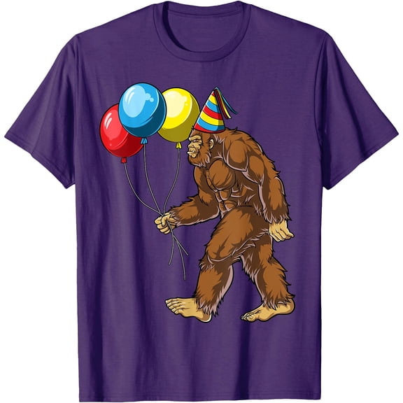 Bigfoot It's My Birthday Party Hat Balloons Sasquatch Unisex T-Shirt for Men Women Kids Toddler