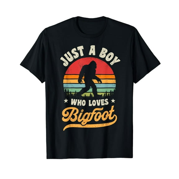 Bigfoot Just A Boy Who Loves Sasquatch Funny Retro Vintage T-Shirt