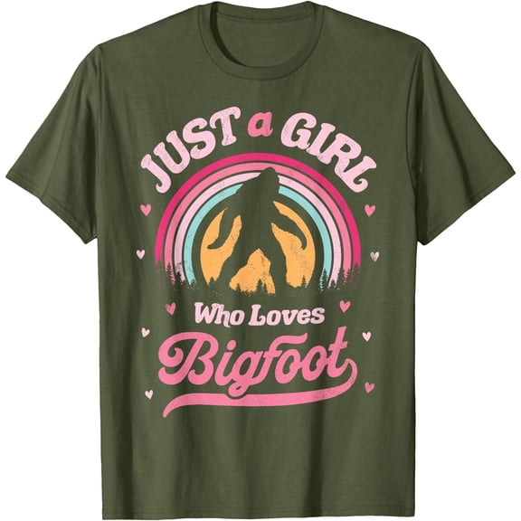 Bigfoot Just A Girl Who Loves Sasquatch Funny Retro Vintage Unisex T-Shirt for Men Women Kids Toddler