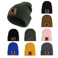 thumbnail image 1 of Bigfoot Leather Patch Acrylic Knit Beanie - Soft Stretchable Sporty Unisex Hat, Daily Comfort & Perfect Gift, 1 of 7