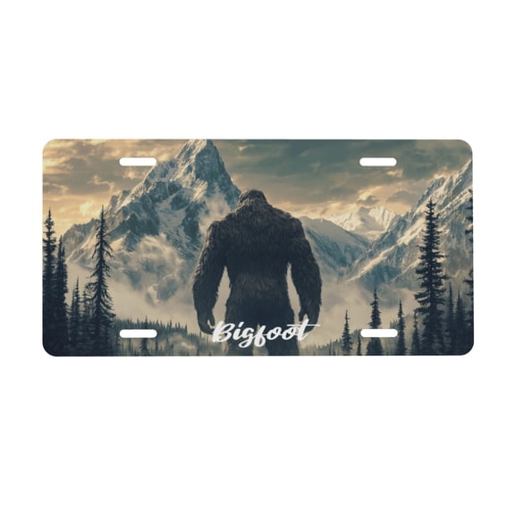 Bigfoot License Plate, Car Front License Plates With 4 Holes, Metal Car Plate,Aluminum Novelty License Plate, 6 * 12 Inches