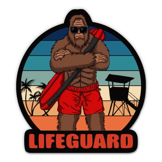 Bigfoot Lifeguard - 3" Vinyl Sticker - For Car Laptop Water Bottle Phone - Waterproof Decal