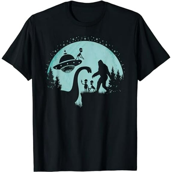 Bigfoot Loch Ness Monster Nessie Sasquatch Ufo Funny Aliens T-Shirt
