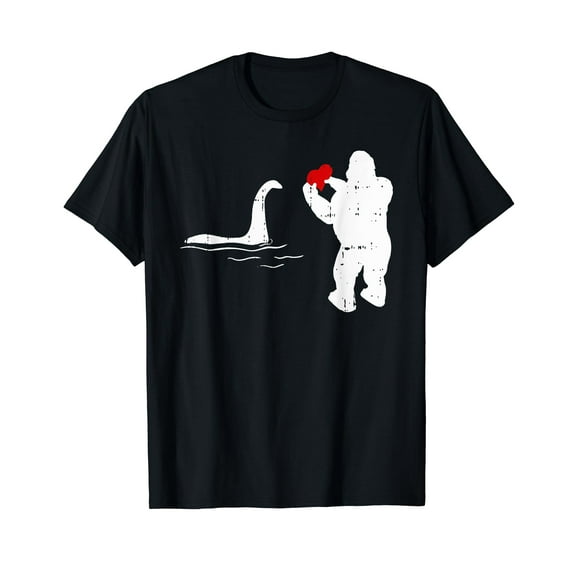 Bigfoot Loch Ness Valentines Day Cool V-Day Pajama T-Shirt