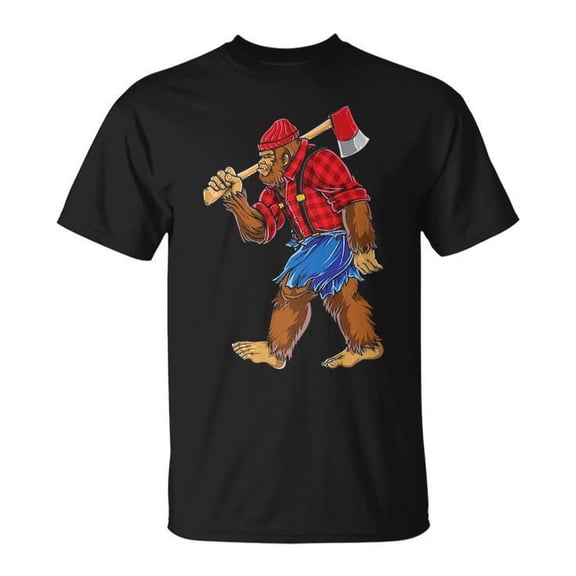 Bigfoot Lumberjack Sasquatch Carpenter Graphic Tee for Men and Boys – Rugged Cotton Unisex Adult T-Shirt, Soft Casual Crewneck for Outdoor Enthusiasts and Everyday Wear, Size S, Color Black