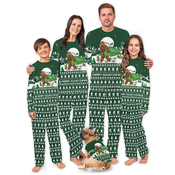 Bigfoot Matching Family Christmas Pajamas Green, Fair Isle Print, Cotton And Poly, 2 Pieces