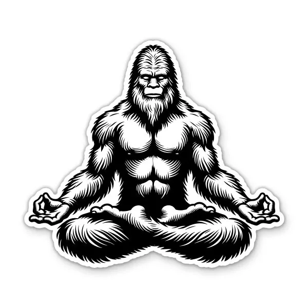 Bigfoot Meditating Sticker Phone Decal Water Bottle Stickers Car Decals ...