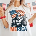thumbnail image 1 of Bigfoot Merica Shirt, Patriotic Sasquatch T-Shirt, Rock Flag 4th of July Tee, American Pride Gift, Funny Independence Day Shirt, 1 of 5