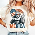 thumbnail image 1 of Bigfoot Merica Shirt, Rock American Flag Patriotic Shirt for 4th of July, Sasquatch Believers Gift, American Pride Shirt, Independence Day Tee, 1 of 5