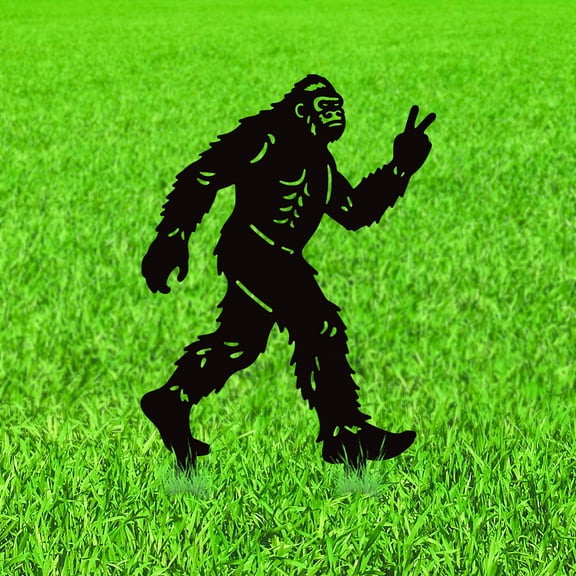 Bigfoot Metal Decorative Garden Stakes Funny Sasquatch Silhouette Metal Outdoor Statues Animal Garden Ornament Gifts Black Yard Art