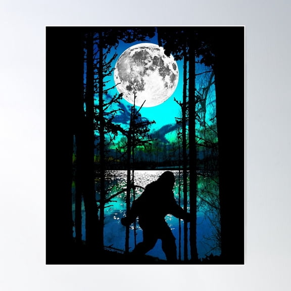 Bigfoot Moon Poster, 12x18 UNFRAMED