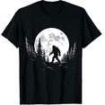 thumbnail image 1 of Bigfoot Moon Silhouette Forest Sasquatch Adult Unisex Black T-Shirt, 180g Cotton, 1 of 5