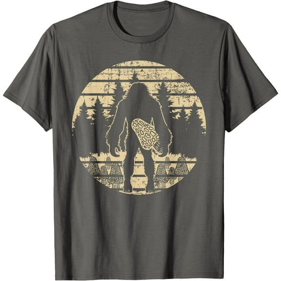 Bigfoot Morel Mushroom Foraging Mycology Shroom Hunting Unisex T-Shirt for Men Women Kids Toddler,Charcoal Color,Size M