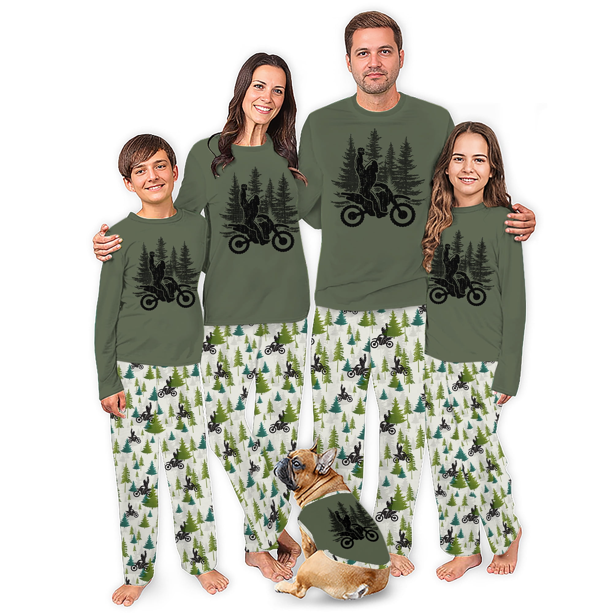Bigfoot Motocross Matching Christmas Pajamas With Pockets, Sasquatch ...