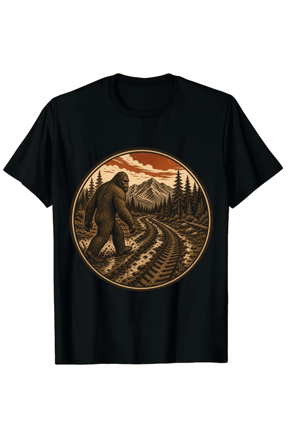Bigfoot Mountain Tracks Graphic Unisex T-Shirt, Cotton Short Sleeve Tee
