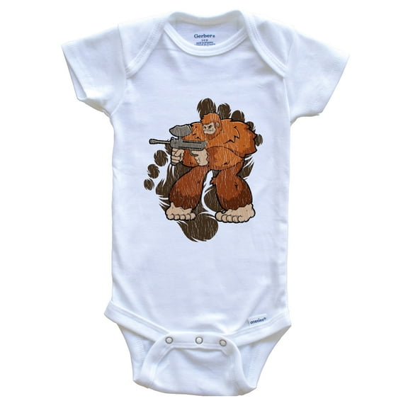 Bigfoot Paintball Baby Bodysuit - Sasquatch Playing Paintball Baby Bodysuit, 0-3 months white