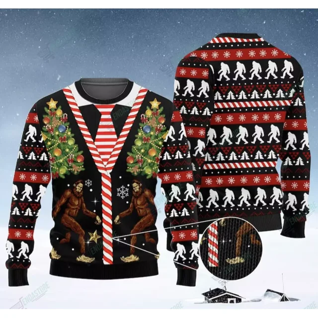 Bigfoot Pattern Cute Ugly Christmas Sweater, Unisex All Size - Walmart.com