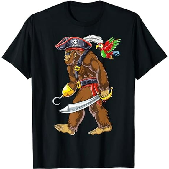 Bigfoot Pirate Jolly Roger Costume Men Kids Boys Sasquatch T-Shirt