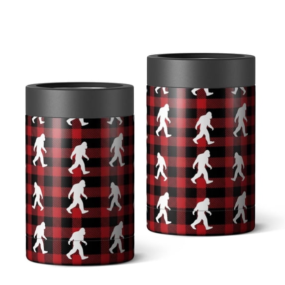 Bigfoot and Plaid Red Pattern OneSize Can Cooler 1 Pack, Vacuum ...