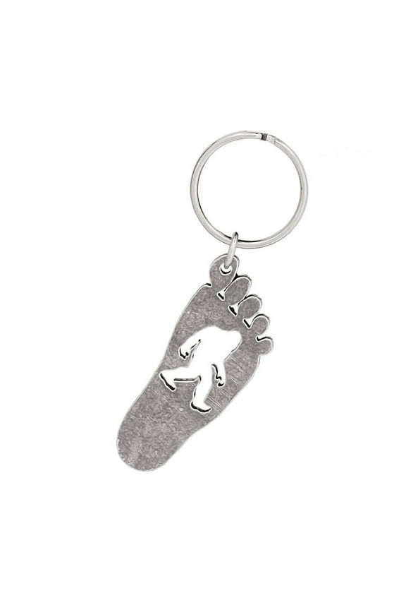 Bigfoot Print Keychain, Sasquatch, Yeti, Cryptid, Pacific Northwest, Key Fob, Key Ring, Keys, Zipper Pull, Luggage Tag, Backpack, Pewter, Over 300 Keychains Designs, Handmade in the USA A175KC