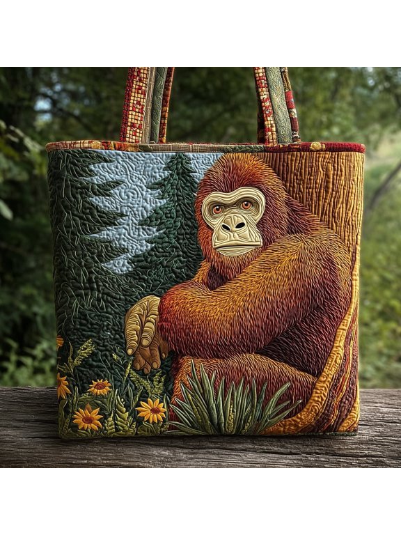 Bigfoot Quilted Tote Bag, Large Quilted Shoulder Bag for Shopping, Travel and Work