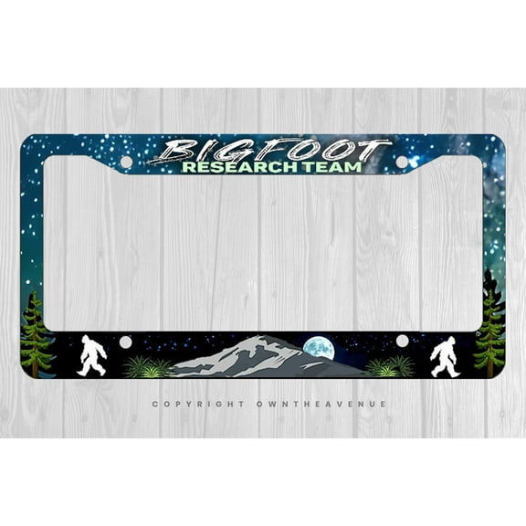 Bigfoot Research Team Forest Nature Joke Auto Metal Printed License Plate Frame
