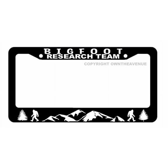 Bigfoot Research Team Mountains Forest Nature Funny Joke License Plate Frame V01