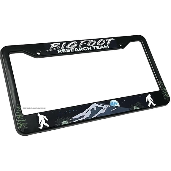 Bigfoot Research Team Mountains Forest Nature Funny Joke License Plate Frame V01