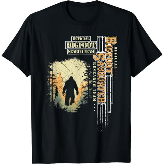 Bigfoot Research Team Retro Vintage Sasquatch Men Women T-Shirt Black Large