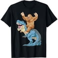 thumbnail image 1 of Bigfoot Riding Dinosaur T Rex Cute Sasquatch Dino Boys Kids T-Shirt, 1 of 5