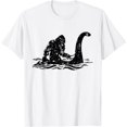 thumbnail image 1 of Bigfoot Riding on Nessie Lochness Monster Yeti Sasquatch T-Shirt, 1 of 2