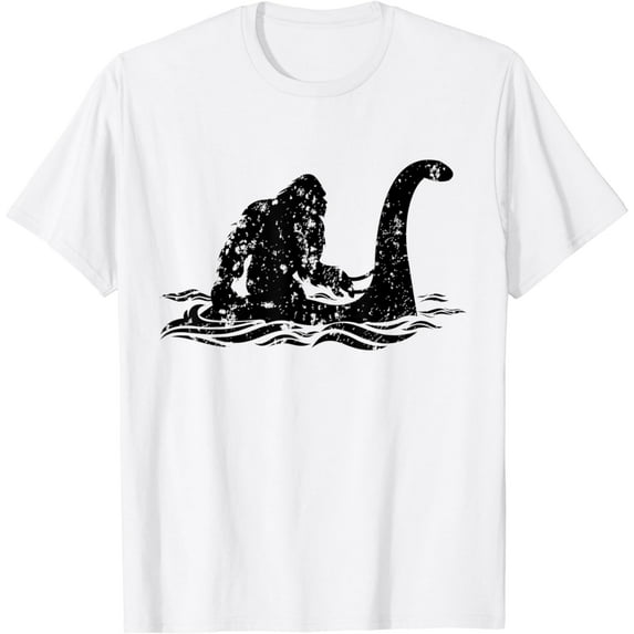 Bigfoot Riding on Nessie Lochness Monster Yeti Sasquatch T-Shirt