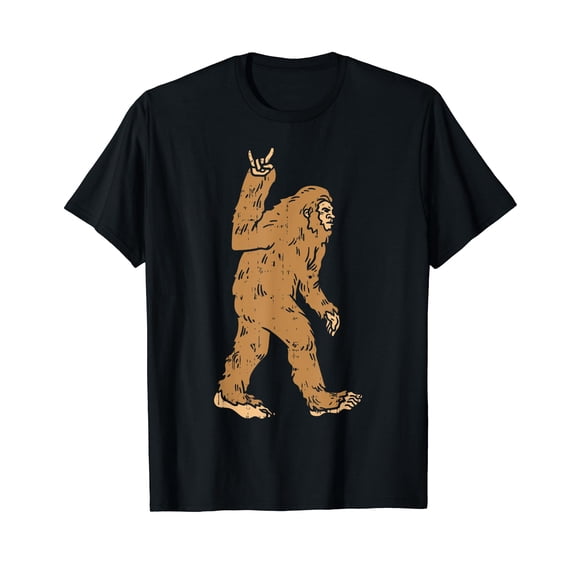 Bigfoot Rock Hand Sign Funny Sasquatch Punk Rocker Gift T-Shirt