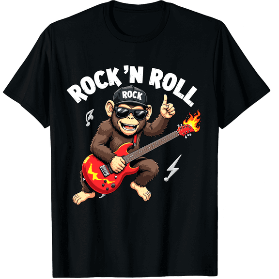 Bigfoot Rock On Sasquatch Heavy Metal Vibes Graphic Black T-Shirt for Men and Women