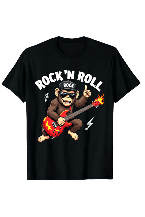 Bigfoot Rock On Sasquatch Heavy Metal Vibes Graphic Black T-Shirt for Men and Women