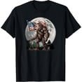 thumbnail image 1 of Bigfoot Sasquatch - American Flag Full Moon Patriotic T-Shirt men and women can wear, black, white, gifts, 1 of 4
