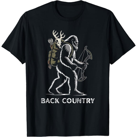 Bigfoot Sasquatch Back Country Bow Hunting Hunter T-Shirt