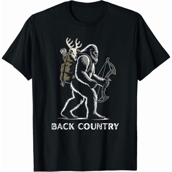 Bigfoot Sasquatch Back Country Bow Hunting Hunter T-Shirt