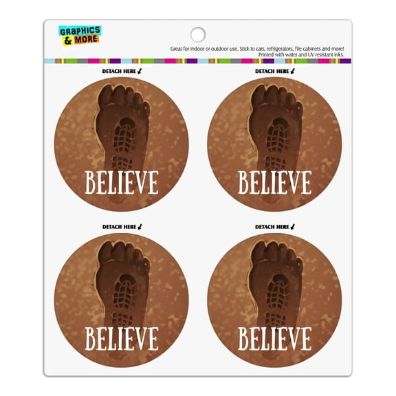 Bigfoot Sasquatch Believe Foot Print Refrigerator Fridge Locker Vinyl Circle Magnet Set
