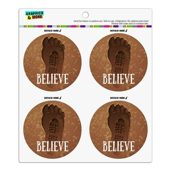 Bigfoot Sasquatch Believe Foot Print Refrigerator Fridge Locker Vinyl Circle Magnet Set